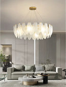GobekUsa Glass Feather Chandelier: Luxury Art Decor for Living Dining Room