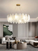 GobekUsa Glass Feather Chandelier: Luxury Art Decor for Living Dining Room