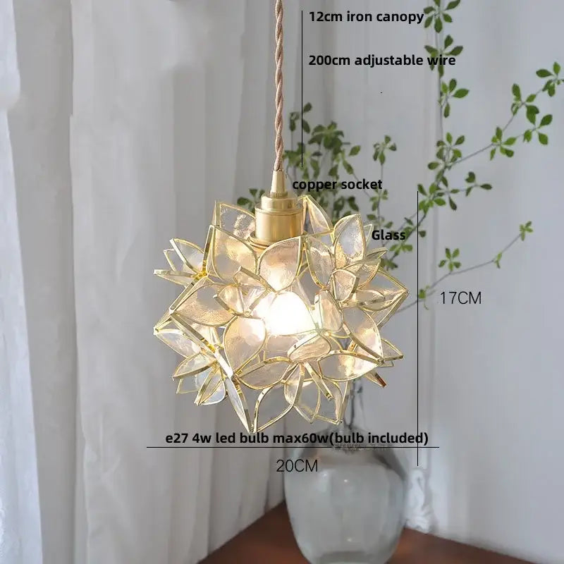 GobekUsa Glass Flower LED Pendant Light Fixture for Modern Luxury Home Decor, photo 16 of 29