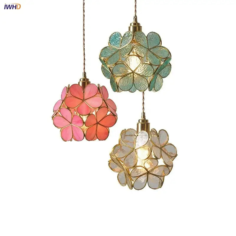 GobekUsa Glass Flower LED Pendant Light Fixture for Modern Luxury Home Decor