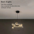 GobekUsa Glass Chandelier Lamp Kitchen Island Hanging Light Black Gold Silver G9 LED