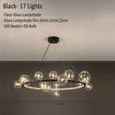 GobekUsa Glass Chandelier Lamp Kitchen Island Hanging Light Black Gold Silver G9 LED