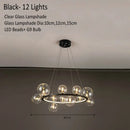 GobekUsa Glass Chandelier Lamp Kitchen Island Hanging Light Black Gold Silver G9 LED