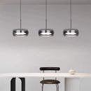 Modern Glass Ring Pendant Light in Iron