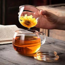 Modern glass tea cup with infuser and lid – kitchen drinkware by Decorbites