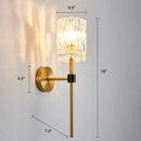 GobekUsa Modern Glass Wall Sconce with Clear Carvings, Gold Finish – Perfect for Living Room