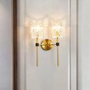 GobekUsa Modern Glass Wall Sconce with Clear Carvings, Gold Finish – Perfect for Living Room