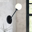 GobekUsa Modern Global Wall Lighting, White Glass 1 Bulb Dining Room Lamp - Black