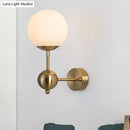 GobekUsa Modern Globe Wall Sconce Light in Brass with White Glass - Bathroom Lighting Fixture