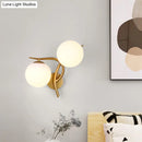 GobekUsa Modern Gold 2-Head Orb Milk Glass Wall Sconce Light Fixture