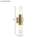 GobekUsa Modern 2-Headed Gold Wall Sconce with Clear Ribbed Glass for Bathroom