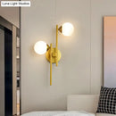 GobekUsa Modern Gold Wall Lamp with Opal Glass Shade - 2-Light Living Room Wall Lighting
