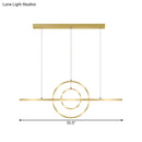GobekUsa Modern Gold 2-Ring LED Island Pendant Lamp with Warm/White Light - Perfect for Dining Room
