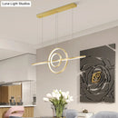 GobekUsa Modern Gold 2-Ring LED Island Pendant Lamp with Warm/White Light - Perfect for Dining Room
