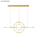 GobekUsa Modern Gold 2-Ring LED Island Pendant Lamp with Warm/White Light - Perfect for Dining Room