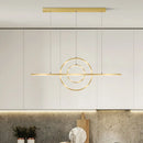 GobekUsa Modern Gold 2-Ring LED Island Pendant Lamp with Warm/White Light - Perfect for Dining Room