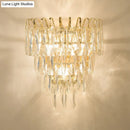 GobekUsa Gold Crystal Wall Sconce with 3 Modern Heads and 4 Tiers for Living Room