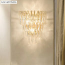 GobekUsa Gold Crystal Wall Sconce with 3 Modern Heads and 4 Tiers for Living Room