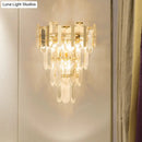 GobekUsa Modern 3-Headed Crystal Wall Sconce with Gold 4-Layer Mount