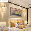 GobekUsa Modern 3-Headed Crystal Wall Sconce with Gold 4-Layer Mount