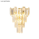 GobekUsa Modern 3-Headed Crystal Wall Sconce with Gold 4-Layer Mount