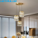 GobekUsa Crystal Copper LED Chandelier Pendant Light Modern Luxury Ceiling Lamp