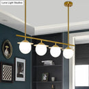 GobekUsa Gold Opal Glass Round Island Pendant Light with 4 Bulbs