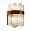 GobekUsa Modern Golden Wall Lamp with 4 Heads, Oval Clear Hammered Glass – Bedroom Wall Lighting Sconce