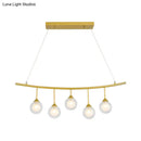 GobekUsa Modern 5-Bulb Gold Island Pendant Light with Clear Glass Shade