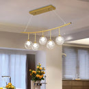 GobekUsa Modern 5-Bulb Gold Island Pendant Light with Clear Glass Shade