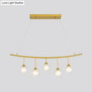 GobekUsa Modern 5-Bulb Gold Island Pendant Light with Clear Glass Shade