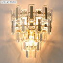 GobekUsa Contemporary Clear Crystal Wall Sconce with 5 Tiers and 3 Lights for Family Room Flush Mount