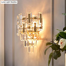 GobekUsa Contemporary Clear Crystal Wall Sconce with 5 Tiers and 3 Lights for Family Room Flush Mount