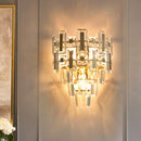 GobekUsa Contemporary Clear Crystal Wall Sconce with 5 Tiers and 3 Lights for Family Room Flush Mount