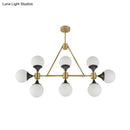 GobekUsa Modern Gold Metal Chandelier with 8 Globe Shades - Restaurant Island Lighting