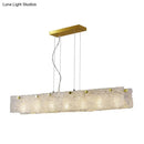 GobekUsa Modern 9-Light Island Pendant in Gold with Transparent Crackle Glass