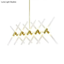 GobekUsa Contemporary Tubular Acrylic Island Light: 20-Head Gold Pendant with Extendable Rod