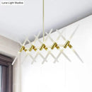 GobekUsa Contemporary Tubular Acrylic Island Light: 20-Head Gold Pendant with Extendable Rod