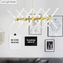GobekUsa Contemporary Tubular Acrylic Island Light: 20-Head Gold Pendant with Extendable Rod