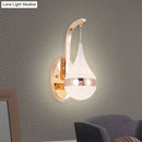 GobekUsa Modern Acrylic Waterdrop Wall Light with LED, Gold Backplate - Sconce Lamp