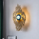 GobekUsa Modern Gold Wall Sconce with Agate Deco - 1 Light Metallic Rhombus Design for Living Room Lighting