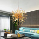 GobekUsa Aluminum Dandelion Pendant Light: Modern Sputnik Hedgehog LED Chandelier for Living & Dining Room