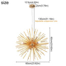 GobekUsa Aluminum Dandelion Pendant Light: Modern Sputnik Hedgehog LED Chandelier for Living & Dining Room