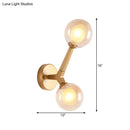 GobekUsa Novelty Amber Glass Wall Light Fixture with Rotatable Tree Crotch Accent - Modern 2-Bulb Gold Sconce