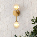 GobekUsa Novelty Amber Glass Wall Light Fixture with Rotatable Tree Crotch Accent - Modern 2-Bulb Gold Sconce