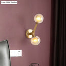 GobekUsa Novelty Amber Glass Wall Light Fixture with Rotatable Tree Crotch Accent - Modern 2-Bulb Gold Sconce