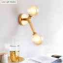 GobekUsa Novelty Amber Glass Wall Light Fixture with Rotatable Tree Crotch Accent - Modern 2-Bulb Gold Sconce