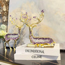 GobekUsa Amethyst Deer Statue | Simulated Crystal Animal Sculpture for Home Décor
