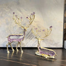 GobekUsa Amethyst Deer Statue | Simulated Crystal Animal Sculpture for Home Décor