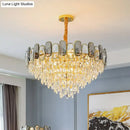 GobekUsa Modern Crystal Cone Chandelier for Clear Living Room Suspension Lighting